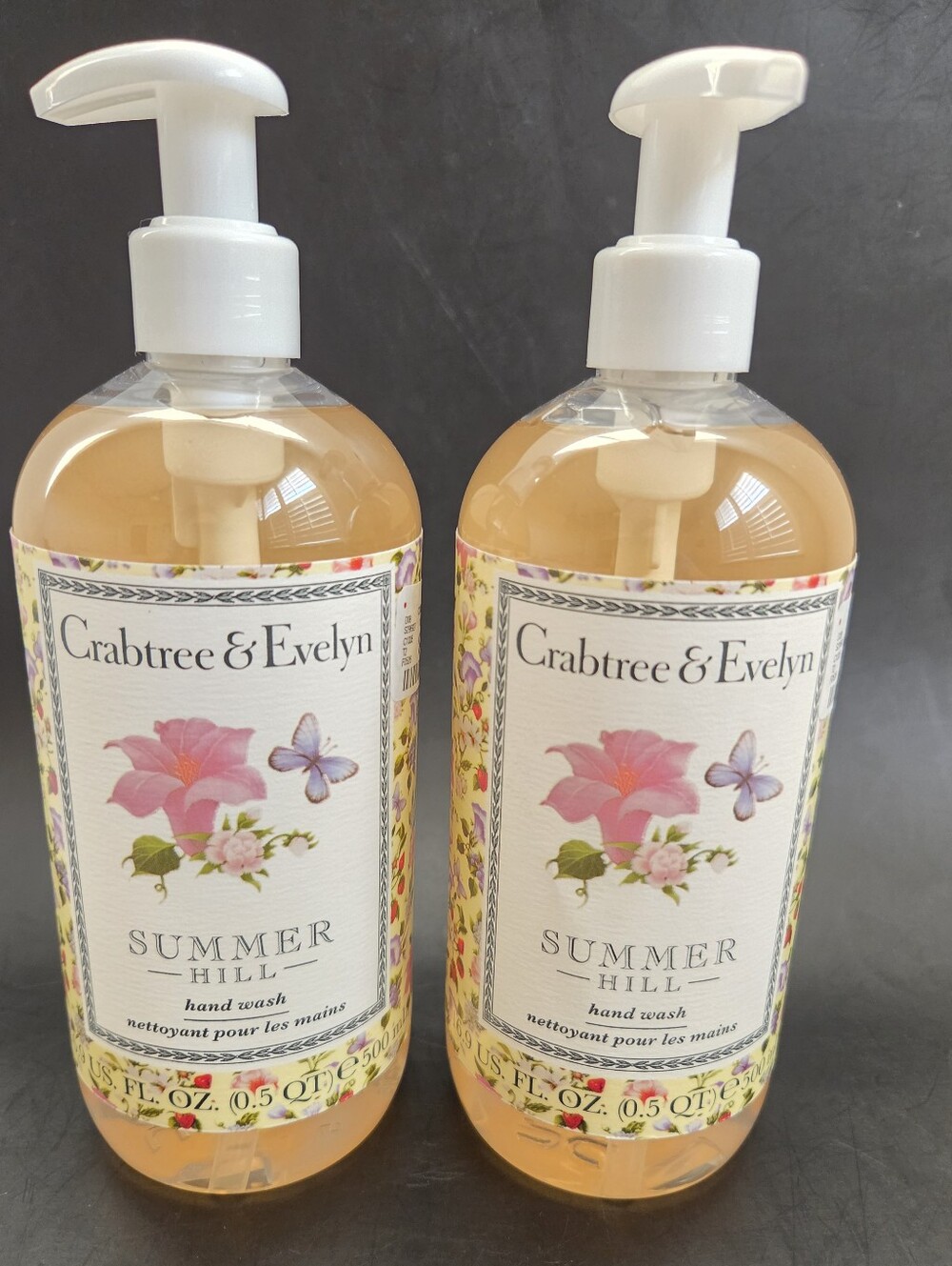 Crabtree & Evelyn SUMMER HILL Hand Wash Gel 16.9 fl oz with Pump lot of 2